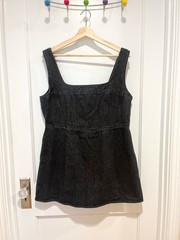 NWT Lulus So Delighted Washed Black Denim Corset Seam Mini Dress XL