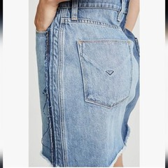 HUDSON Two-Toned Distressed Button-Down Sleeveless Denim Dress SIZE: M