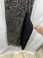 NWT Mac Duggal [ 6 ] 5540 Sequined Wrap Over Butterfly Sleeve Gown Black #S1082