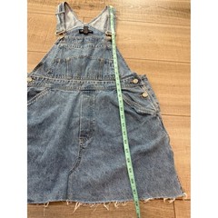Gloria Vanderbilt Jeans Denim Overall Dress Medium Wash Frayed Hem Vintage – M