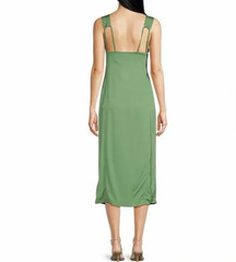 NWT IRO Paris Women Saran Strapless Side Slits Midi Dress Almond Green Sz 38 (6)