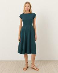 Hot Sale Pact Organic Fit & Flare Ballet Neck Dress – Deep Aqua