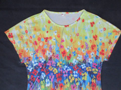 Unbranded Colorful Pull Over Cap Sleeve Dress w Rounded Hem Line, Size L, NWOT!