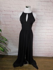MICHAEL Michael Kors Dress Womens XS Black Halter Keyhole Maxi Gown Formal Party