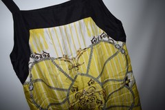 Versace Collection Medusa Hardware 100% Silk Chain Print Dress Gold Size 44 / M
