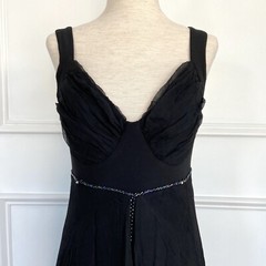 Amanda Adams Couture Black Hand Beaded Cocktail Dress High Low Hem NWT Sz Small