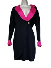 St. John Collection Black Pink Santana Knit Sweater Dress USA Size 4