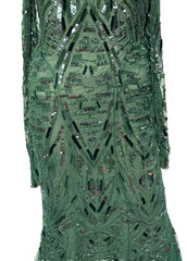 Monique Lhuillier 2013 Runway Green Bead Sequin Embroidered Long Dress Gown US 2