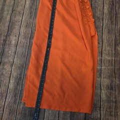 Lulus Masterfully Mod Side Button Midi Dress Womens L Bright Orange Retro Mod