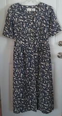 Kathie Lee Collection Size 18W Navy Blue Floral Button Up Dress with Back Tie