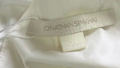 Jonathan Simkhai STAINED White Strapless Navy-Embriodered Fit+Flare Dress sz 4