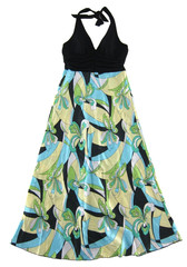 Vintage Speechless Black Blue Green White Retro Floral Halter Long Maxi Dress L
