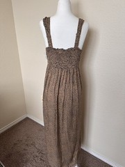 Japna Brown/Black Leopard Animal Print Button Front Midi Maxi Sun Dress S
