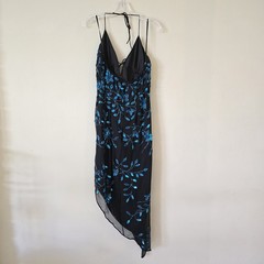 Cache beaded sequin floral halter asymmetrical dress prom silk Y2K vintage fairy