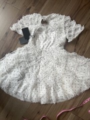 NWT Needle & Thread White Polka Dot Evelyn Backless Micro Mini Dress 4 #xh