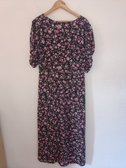 Nobody&rsquo;s Child Pink Floral V Neck Ruched Half Sleeve Maxi Summer Dress 14