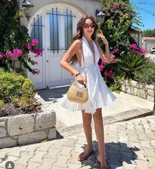 Zara EMBROIDERED EYELET HALTER DRESS ref 4786/282 White M