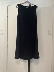 Vintage Talbots Mock Neck Black Sleeveless Dress Womens 14 Jackie O Style