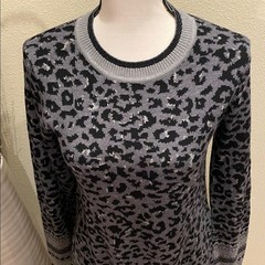 Evereve John + Jenn Black Leopard Sweater Dress Black & Gray Size Small NWT’s