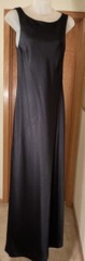 New, Isabel Ardee body conscious black satin sheath dress, elegant drape sz 4