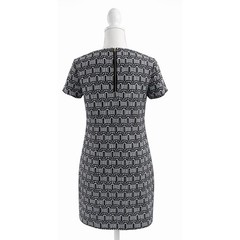 Adrienne Vittadini Elegant Black White Pattern Mini Dress Size 4 Short Sleeves