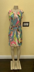 Taylor Size 8 Blue Multi-Color Abstract Print Sleeveless Sheath Dress