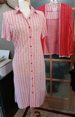 True Vintage Shirt Dress /Jacket SERBIN Button Front Sz14 Red Squares 60-70s