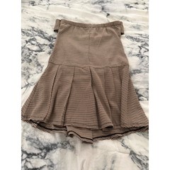 Brown Houndstooth Strapless Mini Dress Pleated Skirt Preppy Academia Dress