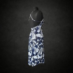 Jane Norman Womens Midi Dress 8-10 Navy White Sequin Floral Lace Print Y2K BNWT