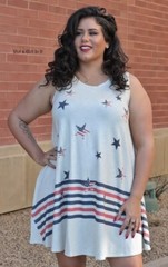 New PLUS SIZE Womens USA OVERSIZED AMERICAN STARS SLEEVELESS DRESS XL 1X 2X 3X