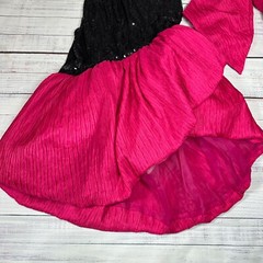 A.J. Bari Sequined Halter Neck Bow Dress Sz 4 Black Pink Open Back Mermaid Bow
