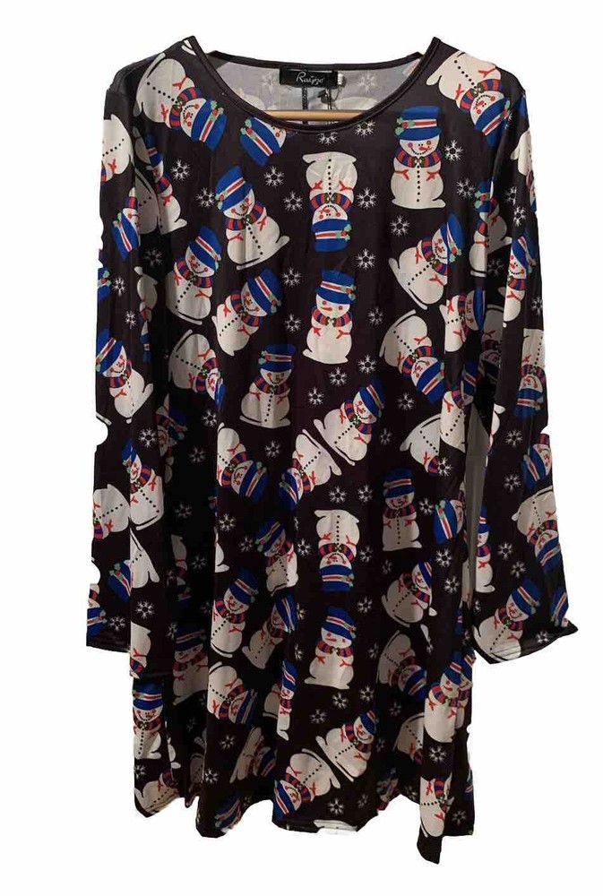 Ruiyige Womens 2X XXL Christmas Slinky Tunic Dress Snowman Ugly Sweater Party