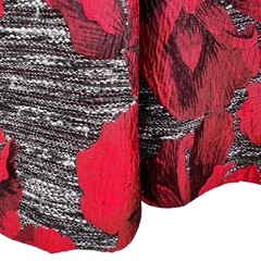 Adrianna Papell Floral Jacquard Fit & Flare Dress Red Black V-Back Old Money 4