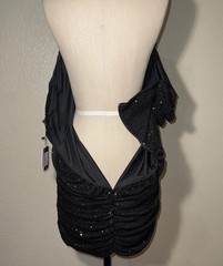 PrettyLittleThing Plus Black Sequin Off Shoulder Ruched Mini Dress NWT 14