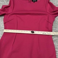 Teri Jon Dress Womens 16 Pink Bell Sleeve Sheath Scallop Hem Party Cocktail