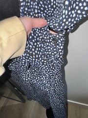 Express Black White Polka Dot Wrap Midi Dress XS Flutter Sleeve V-Neck
