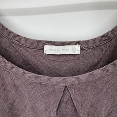 Studio CLIP Japan Linen Easy Pullover Dress Side Pockets Flower Embroidered Sz M