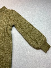 Ophelia Roe Sweater Dress Womens Large Olive Green Cable Knit Long Sleeve Mock N