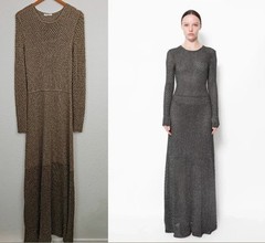 Chloé by Gabriela Hearst Metallic Gold Knit Maxi Dress Circa 2021 Collection SM