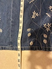 J.L.N.Y. Women&rsquo;s Blue Medium Wash Denim Jean Dress Embroidery Flowers Size L