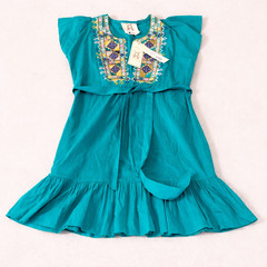 FIGUE Handmade Turquoise Embroidered Dress XS Teal NWT $350 Mirror Work Boho