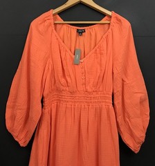 NWT J. Crew V-neck Midi Dress in Soft Gauze Orange BP861 Size M