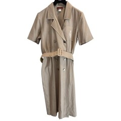 Vintage 80s Worthington Shirt Dress Size 16 Midi Belted Embroidered Utility