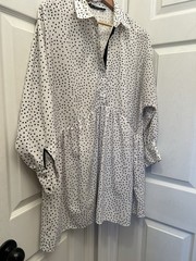 Zara Basics mini dress with a black polka dot XLG