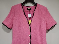Alexia Admor Jaiya V Neck Scuba Crepe Button Down Dress Womens 8 Pink Stretch