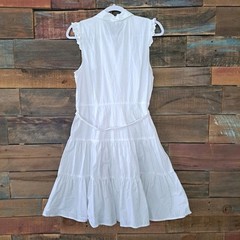 Calvin Klein 100% Cotton Crisp White Sleeveless Shirt Dress Size 8 Cottagecore