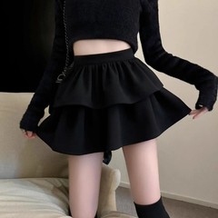 Preppy Style Women&rsquo;s Sweet Mini Skirt Elastic Waist Cute All-Match Cake Skirt So