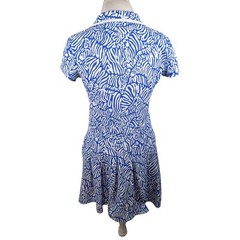 Lilly Pulitzer Luxletic Alona 1/4 Zip Dress Blue Zebra Print Golf UPF 50+ Size M