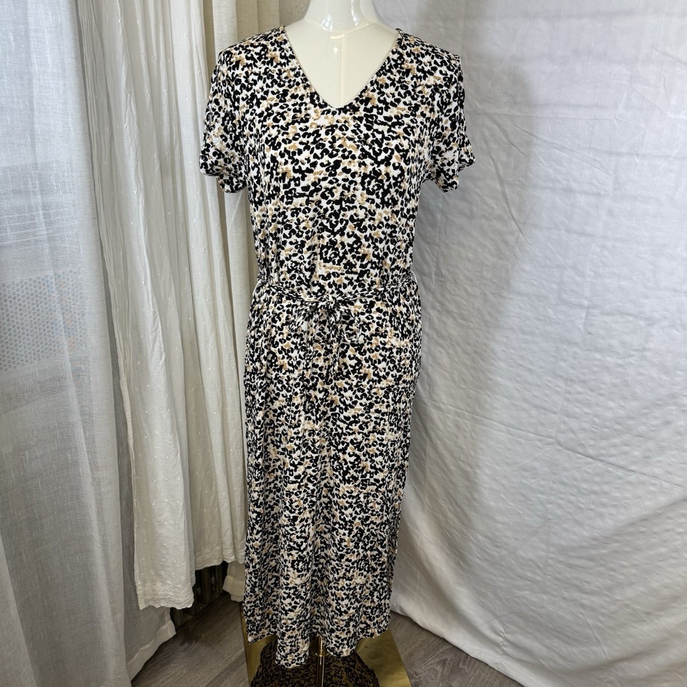 Ichi Women&rsquo;s Medium Ihmarrakech Midi Belted Dress Animal Print Boho