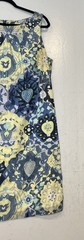 Talbots Blue Yellow Floral Shift Dress Size 12 Sleeveless Cotton Lightweight